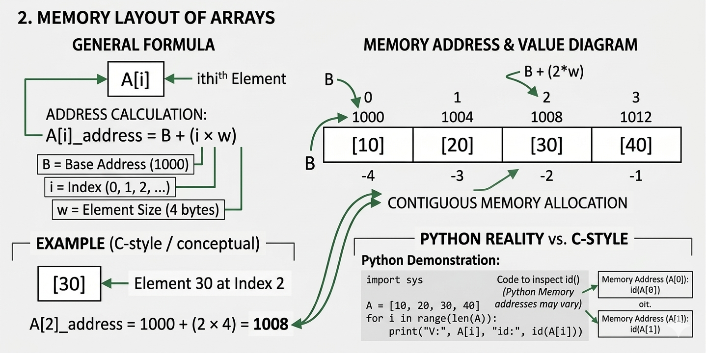Memory allocation layout of arrays